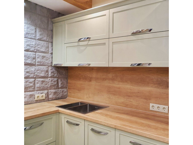 Дарина — угловая кухня бежевого цвета из МДФ в эмали